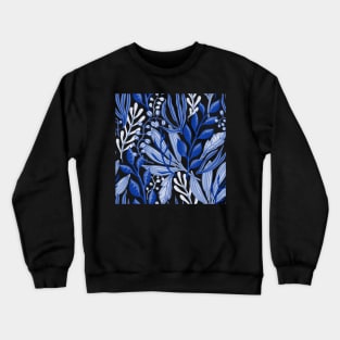 Blue and White Vintage Flower Pattern Crewneck Sweatshirt